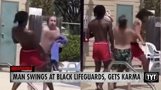 White Man Swings At Two Black Lifeguards, Gets Instant Karma