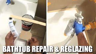 HOW TO REGLAZE and REPAIR A BATHTUB using TOPKOTE Bathtub Refinishing Coating | DP TUBS