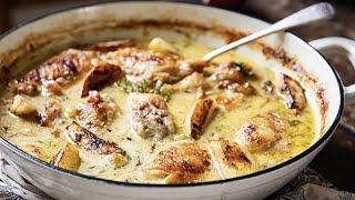 French Chicken Casserole with Apples and Apple Cider | Delicious Creamy Chicken Recipe