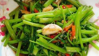 Stir Fried Morning Glory Recipe Thai food, easy method, delicious crispy vegetables