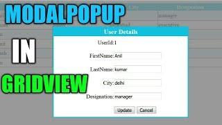 #rsoftportal Insert ,update ,Delete in Modal popup in gridview using C#