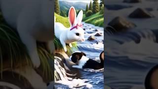 "A Heartwarming Friendship: Rabbit Helps Puppy in Water | AI Animated Story"#AnimalLove