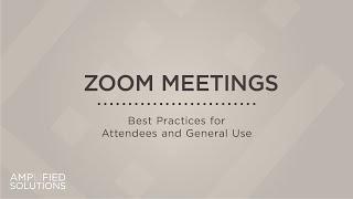 Zoom Meetings Best Practices - Attendees and General Use