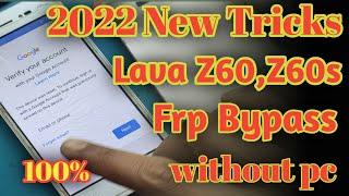 lava z60,z60s frp bypass without pc//2022 new tricks frp bypass lava z60//google account remove 100%