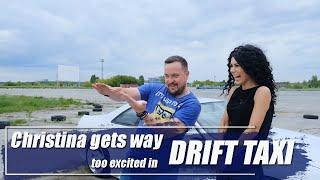 Christina gets way too excited in drift taxi