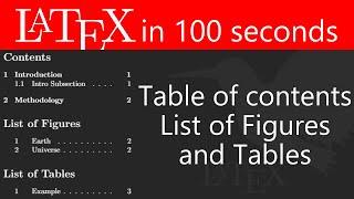 Table of contents, List of Figures and Tables - LaTeX in 100 seconds