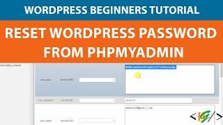 How to Reset a WordPress Password from PhpMyadmin | Tutorial