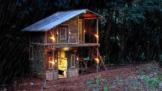 Building a comfortable tiny bamboo house for camping