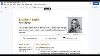 How to change your photo in a Resume template in Google Docs