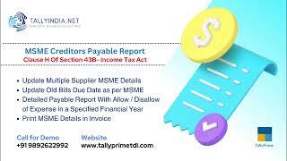 MSME-Creditors Payable Report in Tally Prime