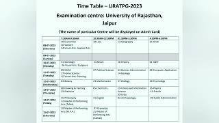 URATPG Time Table 2023 || Uratpg Admit card 2023