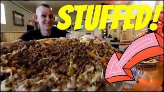 MASSIVE 9 LB STUFFED PIZZA ~ UNDEFEATED!  $60   MOM VS FOOD   MOLLY SCHUYLER EATS