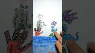 Titan team & Dinosaur team #stopmotion #drawing #skibiditoilet #art #cartoon #shorts