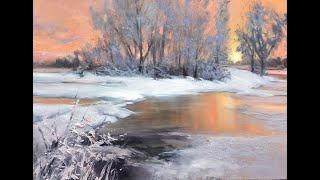 Научиться рисовать зиму с Анной Мараткановой / Живопись маслом для начинающих / Розовый закат