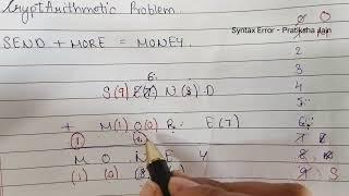 CryptArithmetic Problem in Artificial Intelligence | SEND + MORE = MONEY Solution | Pratiksha Jain