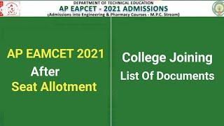 AP Eamcet ( Eapcet ) 2021 College Joining Required Documents List