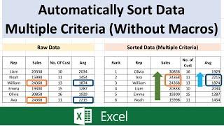 Excel Tutorial - Sort Data Automatically based on multiple columns without using macros