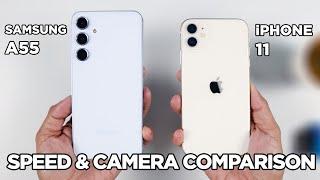Samsung A55 vs iPhone 11 SPEED TEST & CAMERA Comparison | Zeibiz