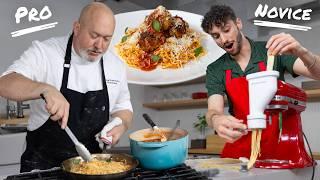 Pro Chef & Amateur Try to Make Spaghetti and Meatballs With No Recipe | On The Spot | Epicurious