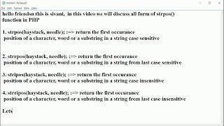 four types of strpos() function in PHP By Sivani