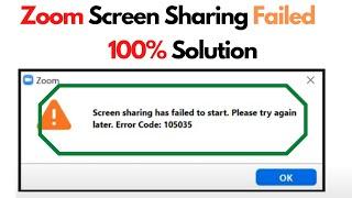 Zoom error code 105035 l Fix zoom screen share problem l Zoom Screen Sharing failed l