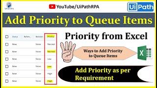 UiPath Set Priority to Queue Items from Excel | 4 Ways to add Priority to Queue UiPath