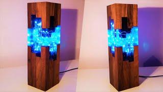 Handmade Blue Epoxy resin Night Lamp - Resin Art