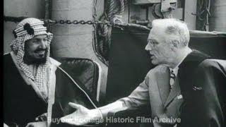 HD Historic Archival Stock Footage WWII Roosevelt Meets Middle East Leaders