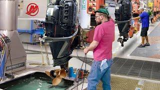 Inside Advanced US Factory Building Powerful Compact Outboard Engine - Production Line