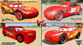 MINECRAFT LIGHTNING MCQUEEN VS GTA 5 VS GTA SAN ANDREAS VS BEAMNG DRIVE - WHICH IS BEST?