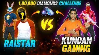 Raistar vs Kundan Gaming | 1 vs 1 Custom 100000 Diamonds Challenge In Clash Squad - Garena Free Fire