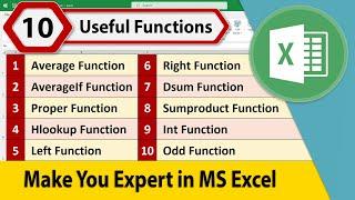 Average Averageif Proper Hlookup Left Right Dsum Sumproduct Int and Odd functions in Microsoft Excel