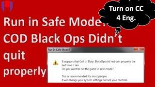 How to FIX Run in safe mode Call of Duty Black Ops