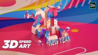 2021 New Year Special Speed Art | Adobe Dimension