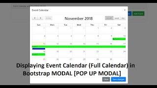 Event Calendar to Display in BootStrap Modal [Full Calendar]