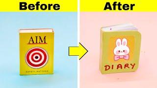 DIY mini notebook / how to make mini diary / easy paper craft / school project / craftube