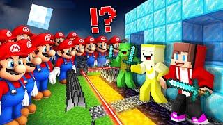 1000 MARIO vs Security House in Minecraft Challenge Maizen JJ and Mikey and Banana Kid