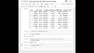 Using the head, tail, and shape methods on a pandas data frame