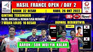 Hasil France Open 2022 Hari Ini Day 2 R32 ~ GINTING Kalah ~ FAJRI SHESAR & REHAN/LISA Menang