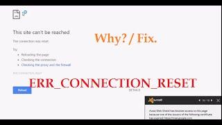 Chrome 'This site can't be reached' The connection was reset (ERR_CONNECTION_RESET) Why ?