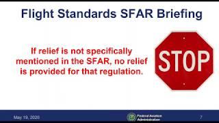 Flight Standards SFAR Briefing for COVID-19 Relief