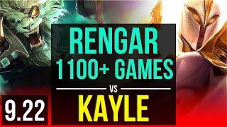 RENGAR vs KAYLE (TOP) | 1100+ games, 2 early solo kills, KDA 8/3/9 | Korea Master | v9.22