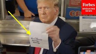 WATCH: Trump Reveals Message He Wrote On Receipt At Philly Cheesesteak Shop