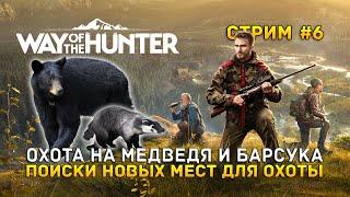 Стрим Way of the Hunter #6 - Охота на Медведя и Барсука. Поиск новых мест для охоты