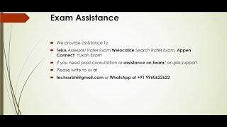 Exam Assistance: Telus Assessor/ Rater Exam Welocalize Search Rater, RWS Moravia Rater Exam