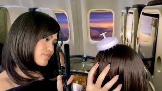 ASMR Southern Mom/ Lady On The Airplane Does Your Hair (w/ Neck + Scalp Massage) ️ gum chewing RP