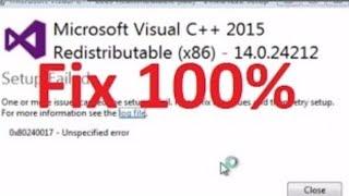 How to Fix Microsoft Visual C++ 2015 Redistributable Setup Failed error 0x80240017