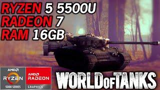 World of Tanks | AMD Ryzen 5 5500U Radeon 7 Graphics 16GB DUAL CHANNEL RAM 1080P Performance Test