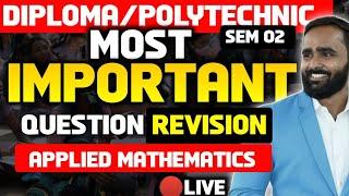 LIVE|Most Important Questions|Applied Mathematics|Revision|MSBTE|Pradeep Giri Sir