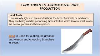 QUARTER 3 - LESSON 1 "USE OF FARM TOOLS AND EQUIPMENT" GRADE 9